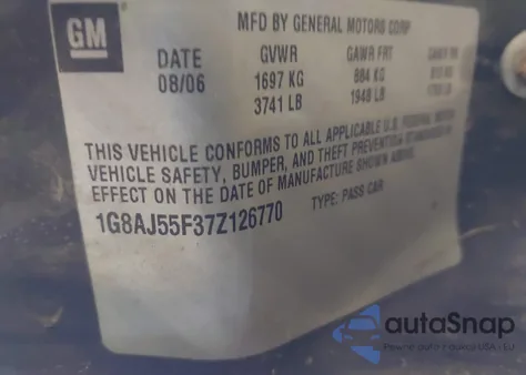 2007 Saturn Ion 2 from USA, damaged, VIN 1G8AJ55F37Z126770